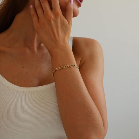 foyjoey 18K Gold Pearl Beaded Chain Bracelets for Women Adjustable Stainless Steel Dainty Thin Gold Box Cuban Twisted Link Chain Bracelet Bridesmaid Jewelry Gifts for Girls in Kuwait