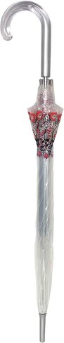 SMATI Paris - Lady’s Clear Birdcage Umbrella with white border – Transparent; Windproof; Auto open; Crystal style handle; French design; Dome shape umbrella in Kuwait