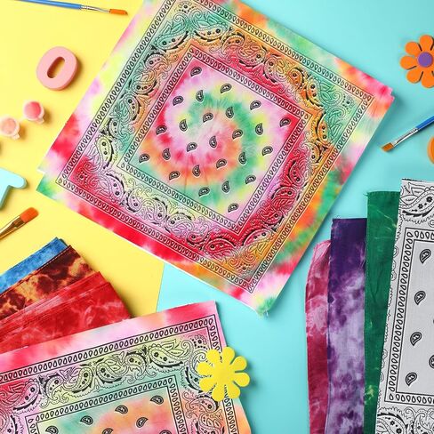 Tie Dye Paisley Bandanas Cowboy Hallowen Cotton Whit Bandanas Bulk Handkerchiefs for Men Women Cosplay Party Favors DIY in Saudi Arabia