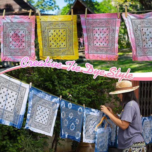 Tie Dye Paisley Bandanas Cowboy Hallowen Cotton Whit Bandanas Bulk Handkerchiefs for Men Women Cosplay Party Favors DIY in Saudi Arabia