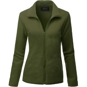 DOUBLJU Soft Polar Fleece Jacket Full Zip Long Sleeve with Side Pocket Casual Basic Lightweight Coat for Women with Plus Size
