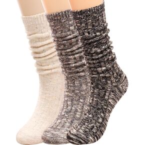 Galsang Women's Vintage Knit Cotton Slouch Boot Socks Casual Crew Socks,Thick Knit Wool Socks Gift Socks,Size 5-10,#B65 in Saudi Arabia