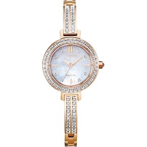 Citizen Ladies' Silhouette Crystal Eco-Drive Bangle Watch, 3-Hand, Mother-of-Pearl Dial