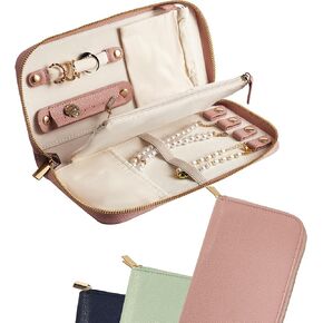 Travel Jewelry Organizer Case - for Tangle-Free Necklaces, Earrings, Rings, Bracelets Storage, Travel Essentials, Fashion Portable Jewelry Travel bags for Women - Medium Macaron Green in Saudi Arabia