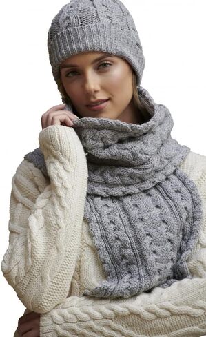 وشاح Aran Crafts الأيرلندي محبوك ثقيل الوزن للطقس البارد 25.4 سم × 152.4 سم (100% صوف ميرينو) in Saudi Arabia