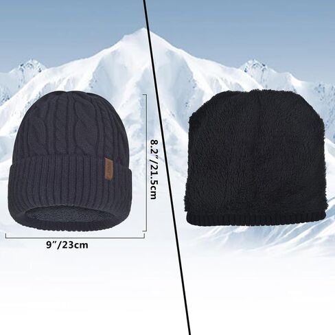 Men Winter Beanie Hat Touchscreen Gloves Scarf Set Warm Fleece Lined in Kuwait