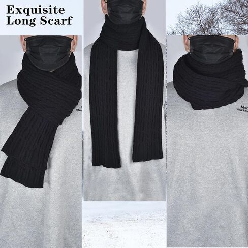 Men Winter Beanie Hat Touchscreen Gloves Scarf Set Warm Fleece Lined in Kuwait