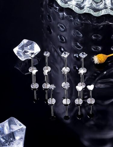 Vsnnsns 20G 18G 16G Push in Lip Rings Stainless Surgical Steel Labret Jewelry Monroe Lip Rings Nail Cartilage Tragus Helix Earrings Studs Nose Ring Medusa Piercing Jewelry For Women Men 6 Pairs in Saudi Arabia