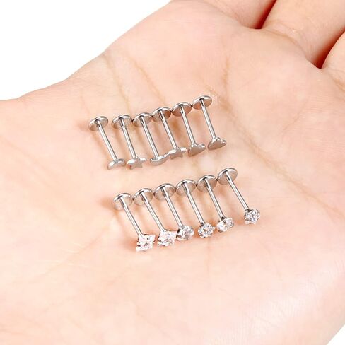 Vsnnsns 20G 18G 16G Push in Lip Rings Stainless Surgical Steel Labret Jewelry Monroe Lip Rings Nail Cartilage Tragus Helix Earrings Studs Nose Ring Medusa Piercing Jewelry For Women Men 6 Pairs in Saudi Arabia