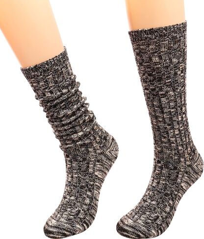 Galsang Women's Vintage Knit Cotton Slouch Boot Socks Casual Crew Socks,Thick Knit Wool Socks Gift Socks,Size 5-10,#B65 in Saudi Arabia