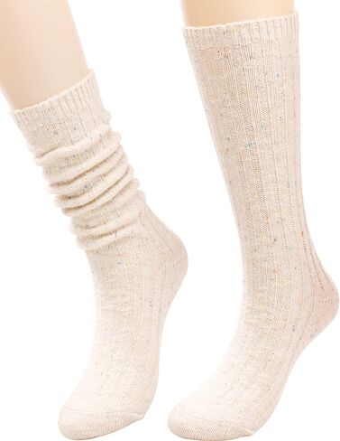 Galsang Women's Vintage Knit Cotton Slouch Boot Socks Casual Crew Socks,Thick Knit Wool Socks Gift Socks,Size 5-10,#B65 in Saudi Arabia