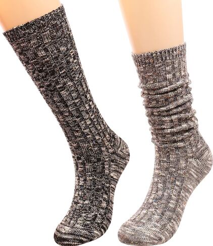 Galsang Women's Vintage Knit Cotton Slouch Boot Socks Casual Crew Socks,Thick Knit Wool Socks Gift Socks,Size 5-10,#B65 in Saudi Arabia