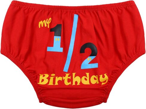 IMEKIS Baby Boys Half 1st 2nd Birthday Cake Smash Outfit Diaper Cover + Suspenders + Bowtie + Headband for Photo Props in Kuwait