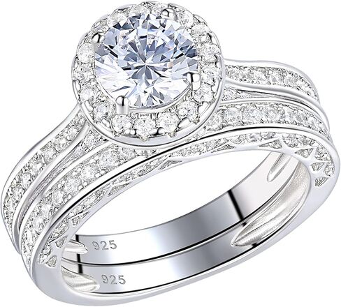 Newshe Jewellery Moissanite Wedding Rings for Women 925 Sterling Silver Engagement Ring Bridal Set Round Anniversary Band Promise Size in Saudi Arabia