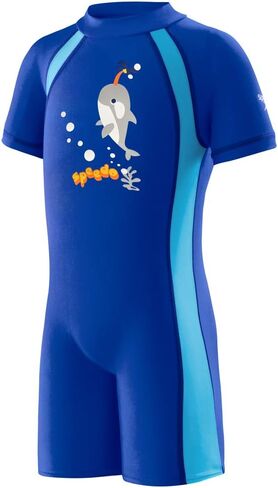 Speedo Kids' Swimsuit One Piece Short Sleeve Rashguard Begin to Swim Print in Saudi Arabia