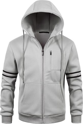 Chrisuno Men's Soft Fleece Fashion Hooded Sweatshirt Zip Up Sports Sweater Hoodie Jacket in Kuwait