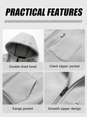Chrisuno Men's Soft Fleece Fashion Hooded Sweatshirt Zip Up Sports Sweater Hoodie Jacket in Kuwait