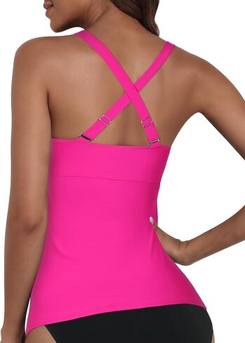 coastal rose Women's Underwire Tankini Top Ruched Tummy Control Bathing Suits for Large Bust Twist V Neck Swim Top Only in Kuwait