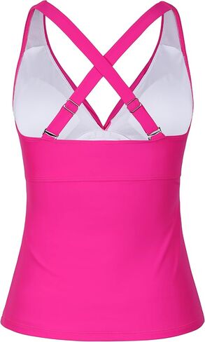 coastal rose Women's Underwire Tankini Top Ruched Tummy Control Bathing Suits for Large Bust Twist V Neck Swim Top Only in Kuwait