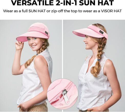 قبعة Sukeen Cooling Visor للنساء والرجال، قبعة شمسية 2 في 1 بسحاب مع حماية من الأشعة فوق البنفسجية للرياضات الخارجية والجولف والسفر والتنس والشاطئ in Kuwait