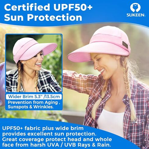 قبعة Sukeen Cooling Visor للنساء والرجال، قبعة شمسية 2 في 1 بسحاب مع حماية من الأشعة فوق البنفسجية للرياضات الخارجية والجولف والسفر والتنس والشاطئ in Kuwait