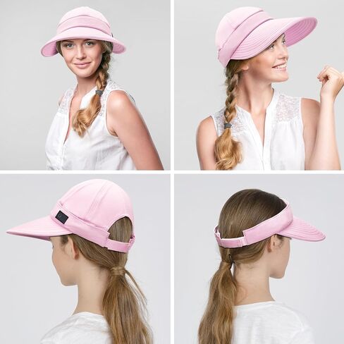 قبعة Sukeen Cooling Visor للنساء والرجال، قبعة شمسية 2 في 1 بسحاب مع حماية من الأشعة فوق البنفسجية للرياضات الخارجية والجولف والسفر والتنس والشاطئ in Kuwait