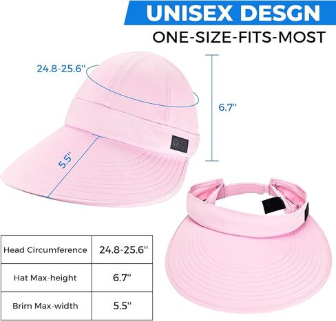 قبعة Sukeen Cooling Visor للنساء والرجال، قبعة شمسية 2 في 1 بسحاب مع حماية من الأشعة فوق البنفسجية للرياضات الخارجية والجولف والسفر والتنس والشاطئ in Kuwait