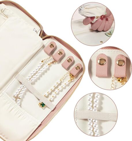 Travel Jewelry Organizer Case - for Tangle-Free Necklaces, Earrings, Rings, Bracelets Storage, Travel Essentials, Fashion Portable Jewelry Travel bags for Women - Medium Macaron Green in Kuwait