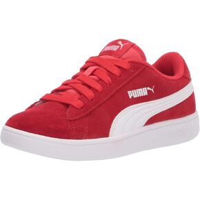 PUMA Girls' Smash V2 Hook and Loop Sneaker, Elderberry-Indigo-Silver-White, 2 M US Little Kid