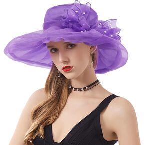 Testudineus Women's Organza Church Hat Kentucky Derby Fascinator Cap for Tea Party Bridal Wedding Dress Sun Hat in Saudi Arabia