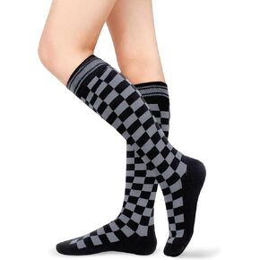 Benefeet Sox Womens Girls Knee High Socks Novelty Argyle Checkered Football Cotton Long Tube Socks in Kuwait