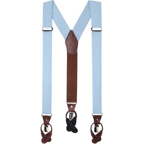 Jacob Alexander Men's Solid Fabric Suspenders Braces Convertible Leather Ends and Clips Y-Back in Kuwait