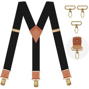 MENDENG Vintage Bronze 4 Swivel Hook Suspenders for Men Adjustable Braces Strap