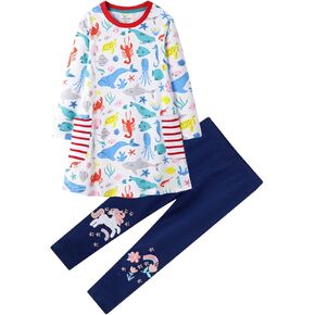 مجموعة ملابس SHOOYING للفتيات مكونة من قطعتين بأكمام طويلة وفساتين وسراويل ضيقة مجموعة ملابس الخريف والشتاء in Kuwait