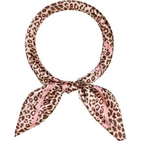Elerevyo Women's Leopard 35" Large Square Scarves, Silk Feeling Satin Shawl Head Wrap Neck Scarf Bandanas