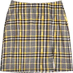 Floerns Women's Plaid High Waist Bodycon Split Mini Skirt