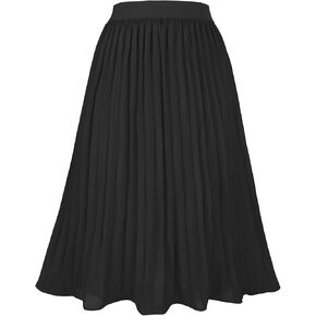 Womens High Waist Pleated Skirt Chiffon Midi Skirts for Women Swing Maxi A Line Skirt Elastic Flare Skirts in Saudi Arabia