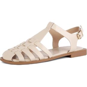 MaxMuxun Women's Flat Sandals Closed Toe Summer Roman Sandals Beach Sandals Square Toe Gladiator Outdoor Shoes in Saudi Arabia