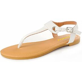 Sandals for women - Womens Comfortable Cute Flat Thong Sandals - Women’s Summer Sandal Shoes with Adjustable Ankle Buckle T-Strap in Kuwait
