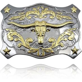 XGALBLA أمريكا الأصلية Cool Bull Head Vintage Western Cowboy إبزيم حزام للرجال مقاس كبير