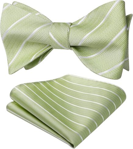 HISDERN Bow Ties for Men Striped Bowties Men's Self Tie Bowtie Handkerchief Formal Tuxedo Wedding Bowties and Pocket Square in Saudi Arabia