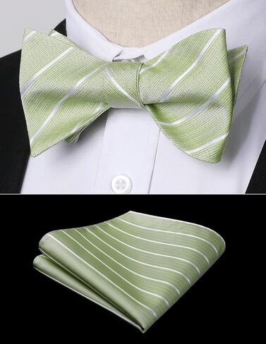 HISDERN Bow Ties for Men Striped Bowties Men's Self Tie Bowtie Handkerchief Formal Tuxedo Wedding Bowties and Pocket Square in Saudi Arabia