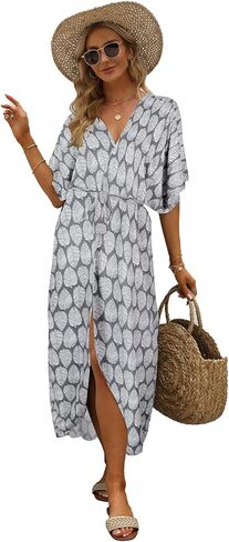 ملابس سباحة نسائية من Hunt ملابس سباحة للشاطئ مع ربطة عنق وصبغ مفتوح من الأمام طويل كيمونو بكيني ملابس للشاطئ ملابس استحمام مع حزام in Kuwait