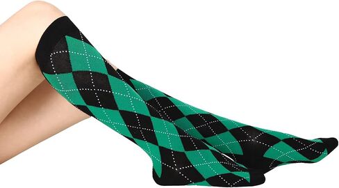 جوارب Benefeet Sox للسيدات والفتيات للركبة جوارب طويلة من القطن بتصميم مربعات لكرة القدم in Saudi Arabia