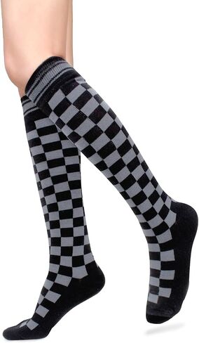Benefeet Sox Womens Girls Knee High Socks Novelty Argyle Checkered Football Cotton Long Tube Socks in Kuwait