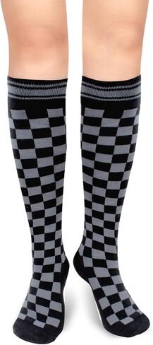 Benefeet Sox Womens Girls Knee High Socks Novelty Argyle Checkered Football Cotton Long Tube Socks in Kuwait