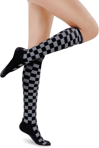 Benefeet Sox Womens Girls Knee High Socks Novelty Argyle Checkered Football Cotton Long Tube Socks in Kuwait