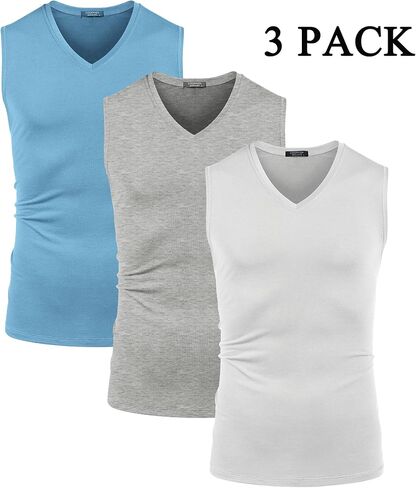 COOFANDY Men's 3 Pack Workout Tank Tops Gym Sleeveless Shirts V Neck Bodybuilding Muscle Tee Shirt in Kuwait