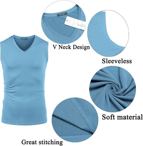 COOFANDY Men's 3 Pack Workout Tank Tops Gym Sleeveless Shirts V Neck Bodybuilding Muscle Tee Shirt in Kuwait