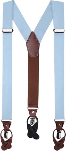 Jacob Alexander Men's Solid Fabric Suspenders Braces Convertible Leather Ends and Clips Y-Back in Kuwait